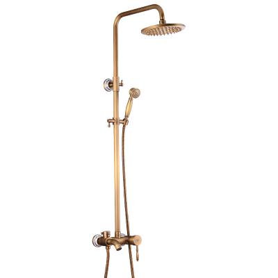 China With Sliding Bar Bathroom Rain Shower Faucet Set Brass Faucet Luxury Shower Set for sale