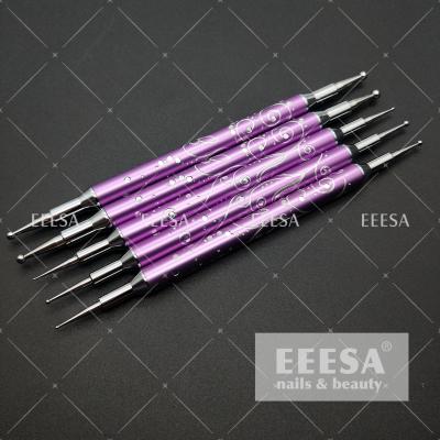 Chine le clou réglé en métal 5PCS pointillant la couleur pourpre d'outils avec des points gravent la décoration de fleur à vendre