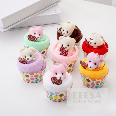 Chine Clé actuelle Ring Dot Bear Cake Promotional Towel de cheveux de Microfiber de cadeau de bonne célébration à vendre