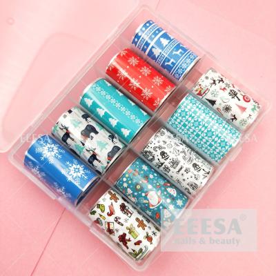 China 2021 New Hot Easy Quick Santa Snowflake Claus Flake Christmas Sticker Nail Foils for sale