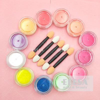 China 12 Colors Cosmetic Eyeshadow Nails Beauty Colorful Neon Nail Pigment Powder Box Set for sale