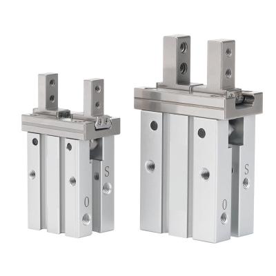 China MHZ2 Acting Pneumatic Multi-hole Actuator Automation Equipment Finger Cylinder Piston Aluminum Double Parallel Clamp for sale