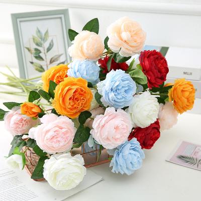 China Wedding Decor Artificial Flower Peony Flower Bouquet Home Party Table Centerpiece Silk Wedding Vase Decoration for sale