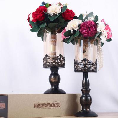 China Black Weddings Candlestick Holder Decoration For Wedding Table Centerpiece Flowers Wedding Home Decor for sale