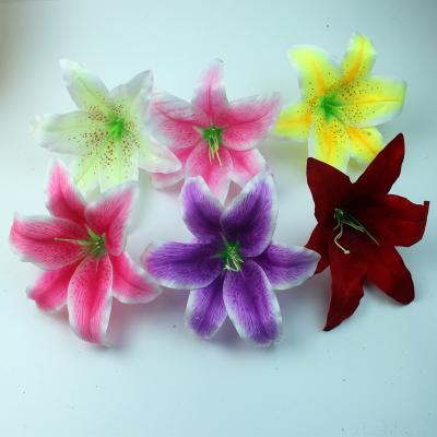 China Silk Flower Head Artificial Lily Flower Wedding Flower Wall Door Basket Main Decoration for sale