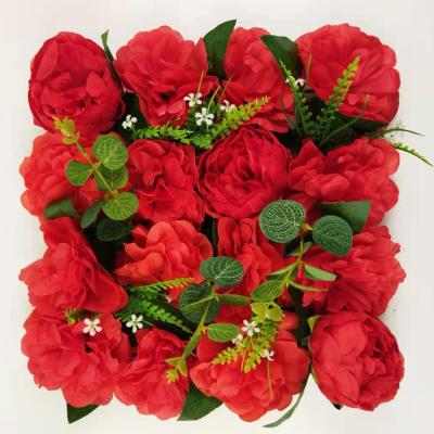 China Silk Artificial Flower Square Flowers Rose Flower Wall For Wedding Shop Supermarket Garden Home Decoration for sale