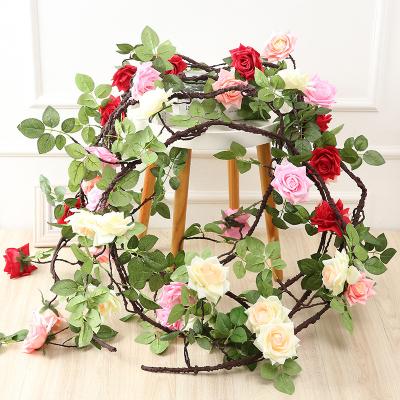 China Artificial Flower Artificial Flower Rose Flower Vine Wedding Garden Home Festival Rose Flower Decoration for sale