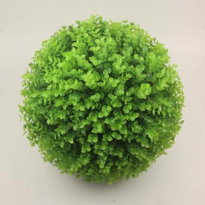 China Round Plastic Grass Artificial Flower Green Eucalyptus Grass Ball For Christmas Green Decoration for sale