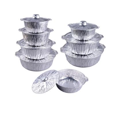 China Heavy Duty Disposable Food Packaging Aluminum Foil Food Taker Jars With Foil Lid for sale