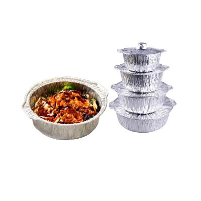 China 3200ml Disposable Food Grade Aluminum Foil Jar Container With Lids Work At Home Packing Products for sale