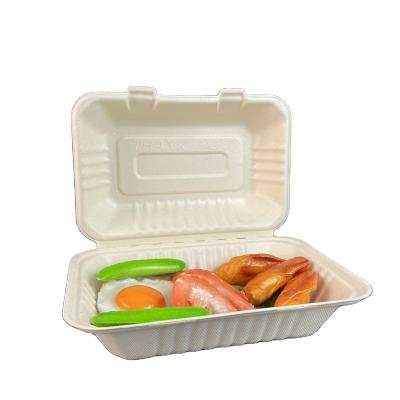 China Biodegradable Compostables Within 90 Days 100% Compostable Bagasse Clamshell Take Away Food Container 9