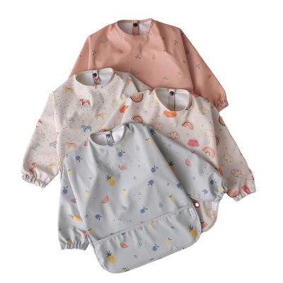 China BPA Free Color PU Custom Logo Custom Printing Baby Bibs Easily Clean Waterproof Baby Bibs Burp Clothes BABY APRON for sale