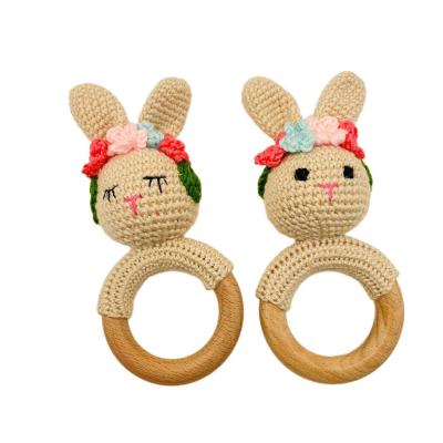 China STUFFED 2022 New Handmade Wholesale Easter Bunny Day Baby Teether Crochet Doll Animal Toys Click Baby Gift for sale