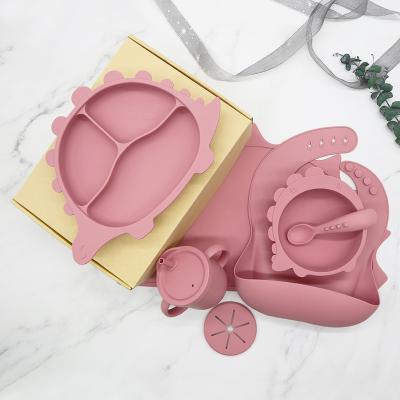 China Viable Suction Silicone Fox Cup Wholesale BPA Free Infant Baby Toddler Set Feeding Dishes And Bowls Set for sale