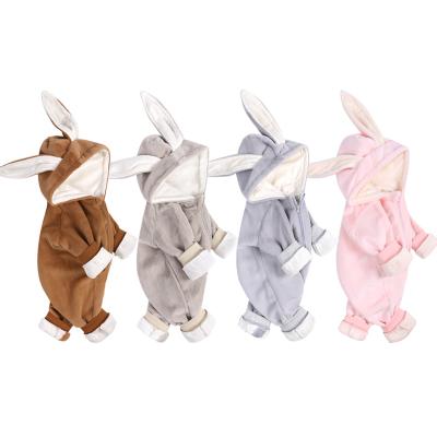 China 2022 New Organic Spandex/Cotton Pink Rabbit Ear Cute Baby Sweater Clothes Newborn Boy Girl Rompers Jumpsuits Overalls Rompers for sale