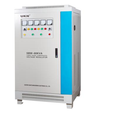 China Dbw 100% copper three phase servo voltage stabilizers 100kva voltage stabilizer 90kva price for sale