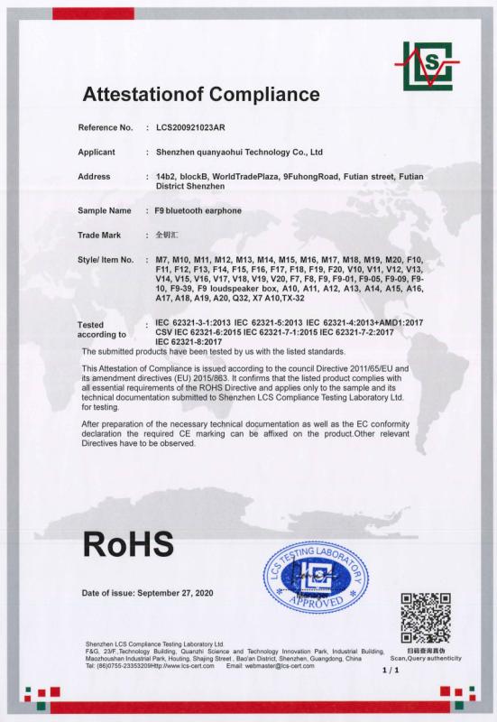 RoHS - Shenzhen Jinhengzhi Technology Co., Ltd.