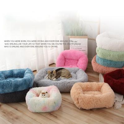 China New Plush Dog Pet Beds Cat Nest Breathable House Mat Winter Faux Fur Waterproof Dual-Use Pet Products Accessories for sale