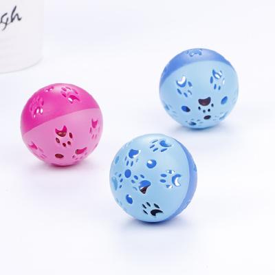 China Toy Paw Print Ball Candy Color Bell Viable Interactive Hollow Ball for sale