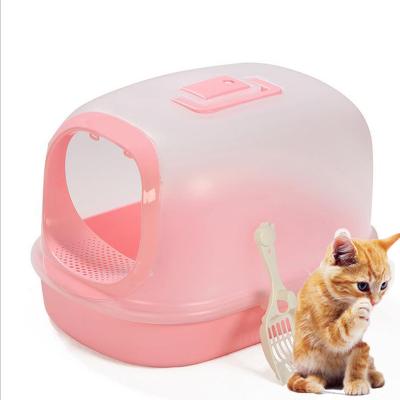 China Sustainable Pet Products Goods For Cats Cleaning Chats Toilet Kitten Sand Trays Cat Litter Closed Box for sale