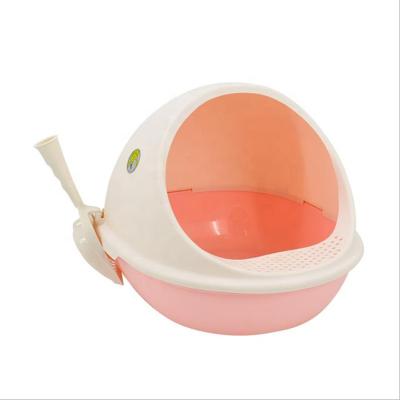 China 2021 New Large Kitty Sandbox Talks Cute Viable Semi-closed Toilet Spherical Cat Box Litter for sale