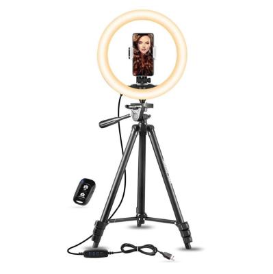 China Live Stream Makeup Extendable Mini Camera Selfie Ring Light Tripod Stand Phone Adjustable Desktop Led Holder for sale