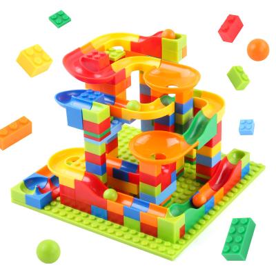 China Plastic DIY Building Brick Marbles Playing Block Toy Set Diy Toys Marble Race Track Kids Bricks Run Building Blocks for sale