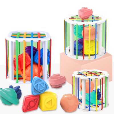 China Trash Safe Colorful Sensory Cube Baby Trash Baby Shape Sorter Sensory Toys Set Early Education Toys Toddler for sale