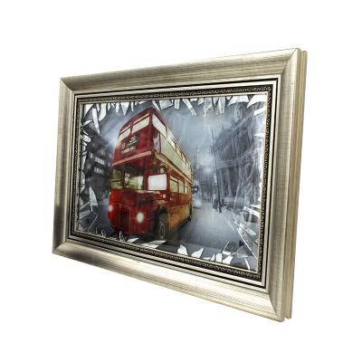 China Europe ARTMADE Wall Hanging Vintage Wood Decorative City Bus Gold Effect Picture Frame Wall Art Frame Broken Glass Rack for sale