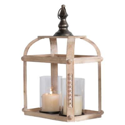 China ECO-frendly Good Quality Handmade Wood Lantern Decor Modern Wooden Candle Holder Holder for sale