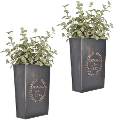 China Amazon American Style Best Sell Metal Wall Planter Rustic Country Home Wall Hanging Vase Pocket For Plants Flower Indoor Or Outdoor Farmhouse for sale