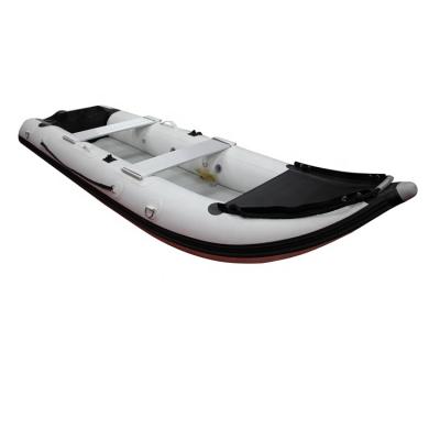 China PVC Inflatable Rowing Fishing Boat PVC Kayaks With Small Motor Air Deck Floor for sale