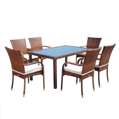 China BH-186 Modern Hotel Chair Table Steel Wicker Rattan Stacking Dining Patio Set Outdoor Garden Furniture for sale