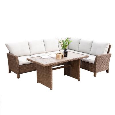 China Modern Courtyard Table Hotel BH-180 Steel Wicker Rattan KD Sofa Set Patio Garden Outdoor Furniture for sale