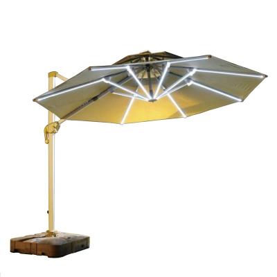 China Modern High Quality Luxury Rotating Patio Roma Hanging Solar Lights 360 Degree Medium Garden Umbrella BH-019 for sale