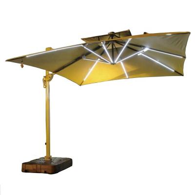 China Modern High Quality Luxury Rotating Patio Roma Hanging Solar Lights 360 Degree Medium Garden Umbrella BH-020 for sale