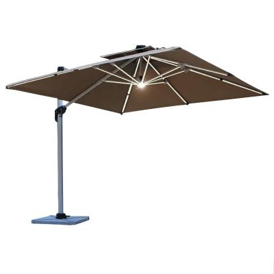 China Modern High Quality Luxury Rotating Patio Roma Hanging Solar Lights 360 Degree Medium Garden Umbrella KM-6707 for sale