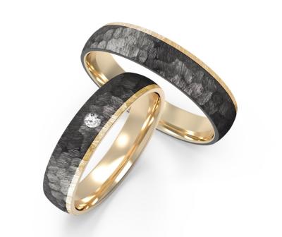 China Round Metal Black Titanium Mens Rings Inlaid Zircon With K Gold Inner Outer Ring for sale