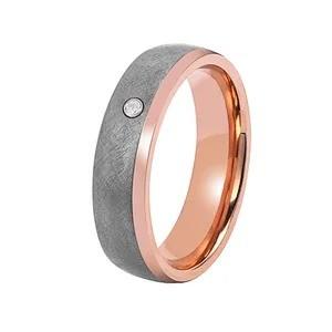 China 6mm Stainless Steel Tantalum Ring Handmade Tantalum And Rose Gold Wedding Band for sale