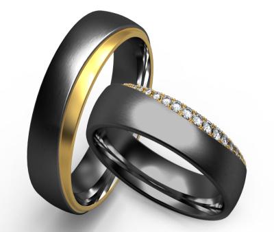 China Simple Fashion Damascus Steel Ring Black Gold Matching Couple Rings for sale