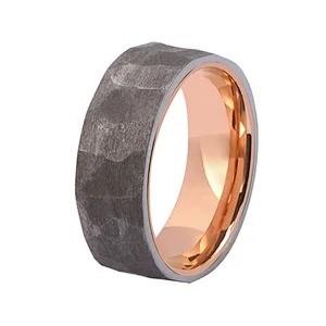 China Rose Gold Inlay Hammered Tantalum Ring Classic Couple Mens Tantalum Wedding Ring for sale