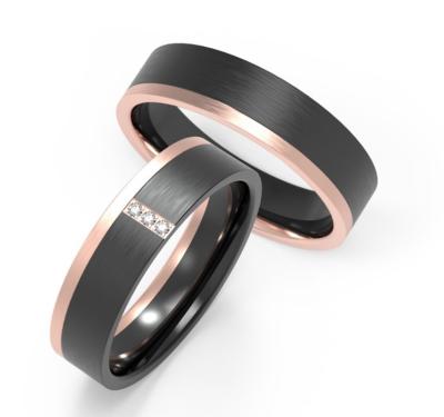 China Trend Black Titanium Jewelry Polished Rose Gold Plain Titanium Wedding Band for sale