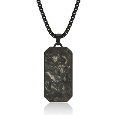 China Black Men's Forged Carbon Fiber Pendant Chain Necklace Jewelry Accesories for sale