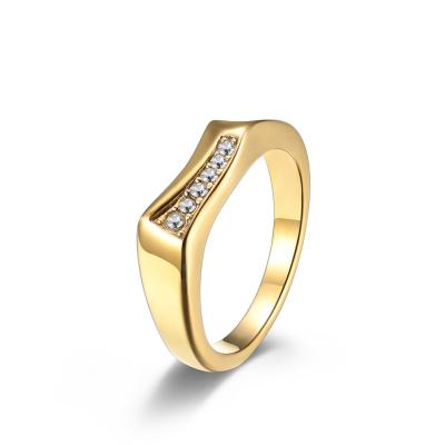 China Gold Plated 316 Stainless Steel Ring Jewelry Men Stainless Steel Diamond Ring for sale