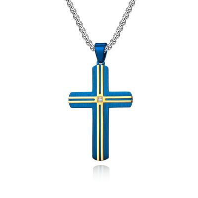 China Blue and Gold Metal Prayer Choker for Men Stainless Steel Link Chain Necklaces Fine Jewelry Anniversary Occasion for sale