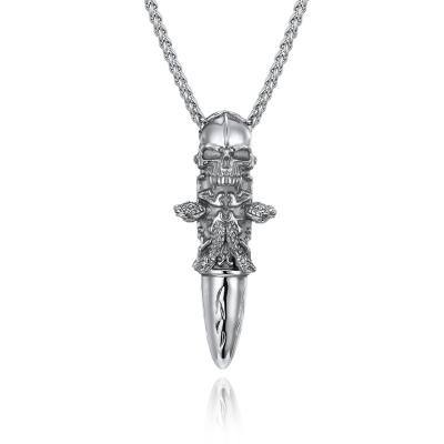 China Skull Shape Stainless Steel and Gold Pendants Necklaces for Men Jewelry for sale