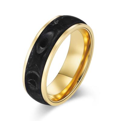 China 2025 New Arrival Plated Gold and Rose Gold Forged Carbon Fiber Wedding Bands Mens bands for sale