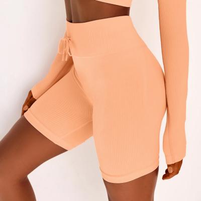 China New Antibacterial High Waist Drawstring Yoga Sport Shorts Activewear Seamless Women's Workout Shorts for sale