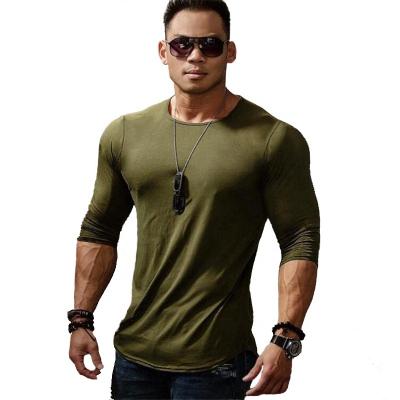 China 2020 Customized Long Sleeve Anti-Shrink Cotton Gym Sports T-shirt Men Quick Dry for sale