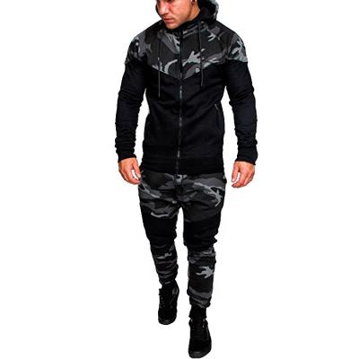 China Full Zip Private Label Camouflage Sweatsuit Men Anti-Shrink Hoodie And Tracker Set for sale